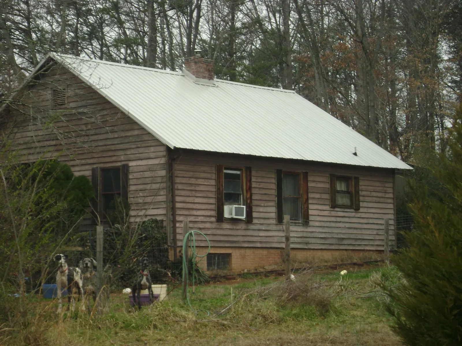 White metal roof on an old wood sided farmhouse, from a Metal Roof Installation job in Wilbraham